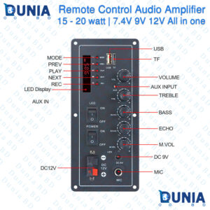 Audio Bluetooth Amplifier E-6 15-20W 7.4V 9V 12V Remote Control Module