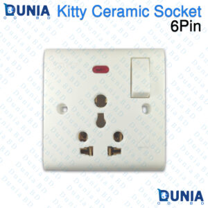 Kitty 6Pin Ceramic Multi Socket Board with Switch and Indicator