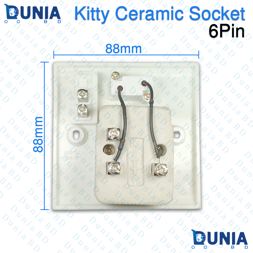 Kitty 6Pin Ceramic Multi Socket Board with Switch and Indicator