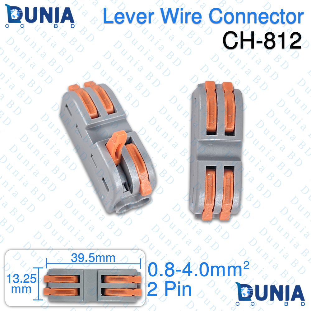 Lever Wire Connector CH-812 2 Pin Dual Way Quick Terminal Block