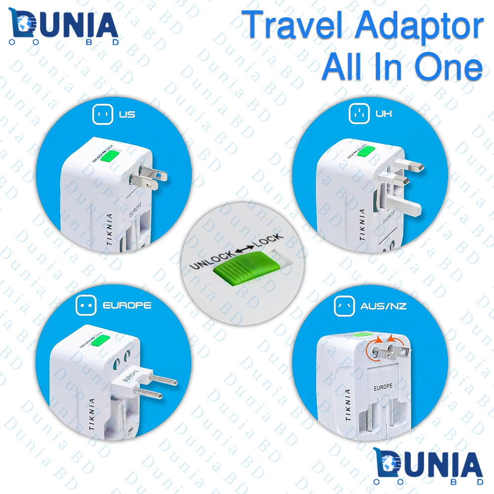 Universal All-in-One Travel Adapter with Surge Protector Dual USB Charging