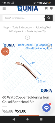 60 Watt Copper Soldering Iron Chisel Bent Head Bit photo review